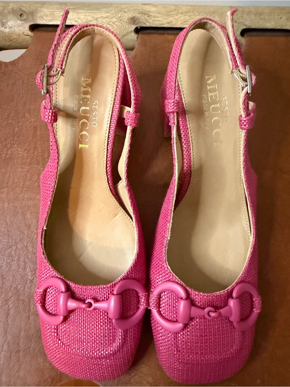 Sesto Meucci Hot Pink Woven Slingback Flats with Horsebit
